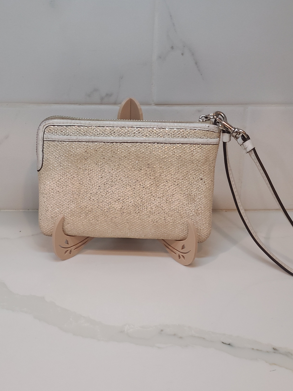 COACH Metallic Beige Wristlet Pouch - Picture 3 of 8